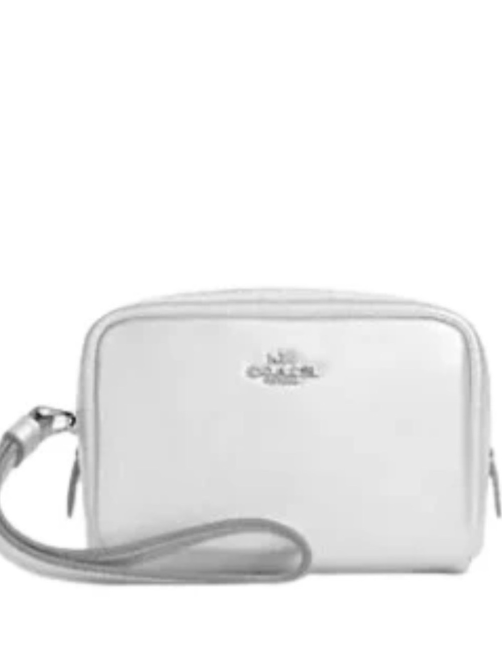 Coach Square Pouch Wristlet in metallic light silver NWT